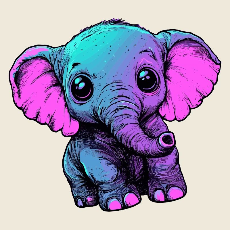 Néon éléphant Pop Art Couleurs