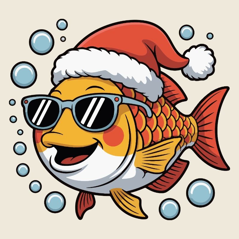 Christmas fish with sunglasses
