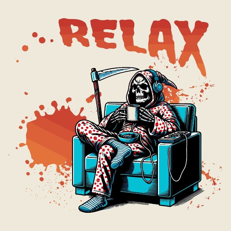 Relax skeleton in armchair