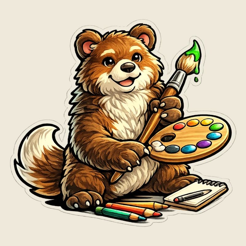 Bär mit Farbpalette Kunst
