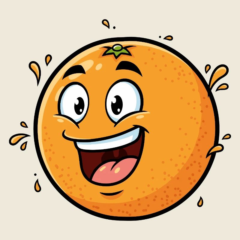 Caricature orange joyeuse