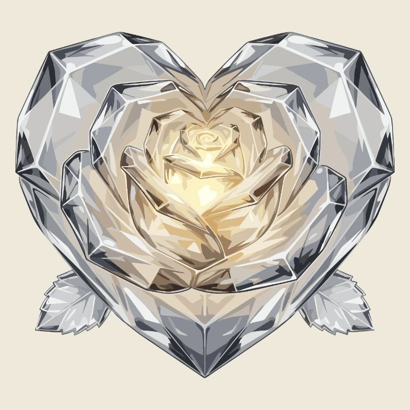 Geometric Crystal Rose Heart