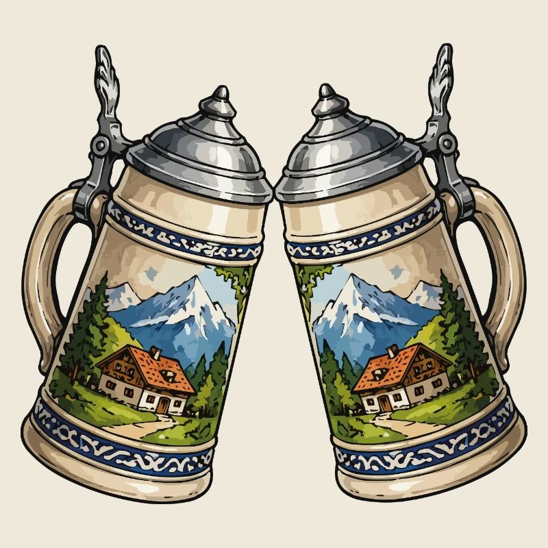 Alpenpanorama Bierkrüge Bier