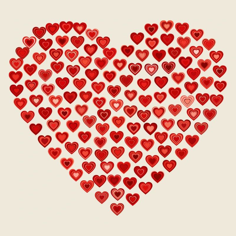 Rotes Herz aus kleinen Herzchen