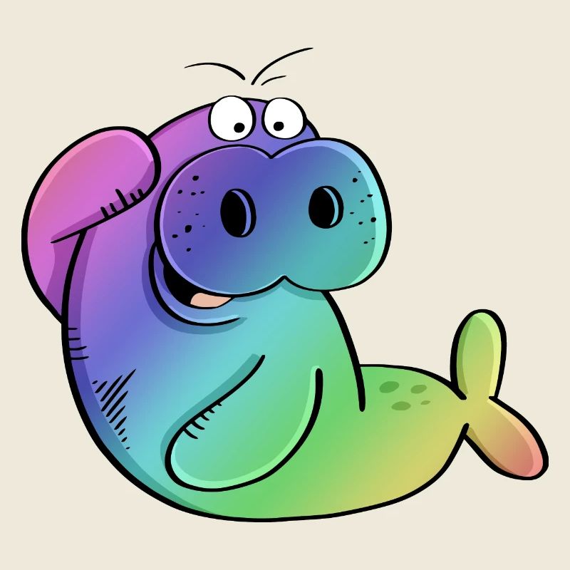 Bunte Seekuh - Seekühe - Walross - Seelöwe - Comic