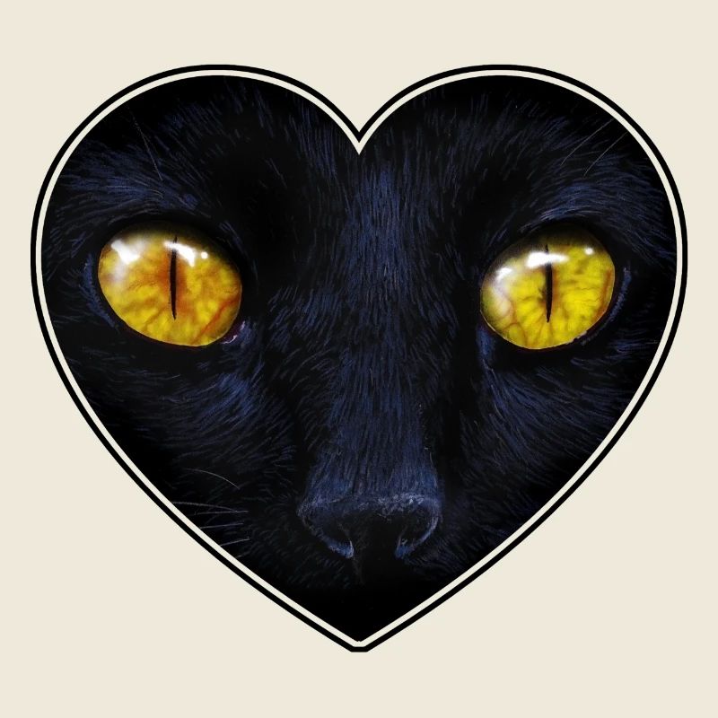 Visage de chat dans le coeur