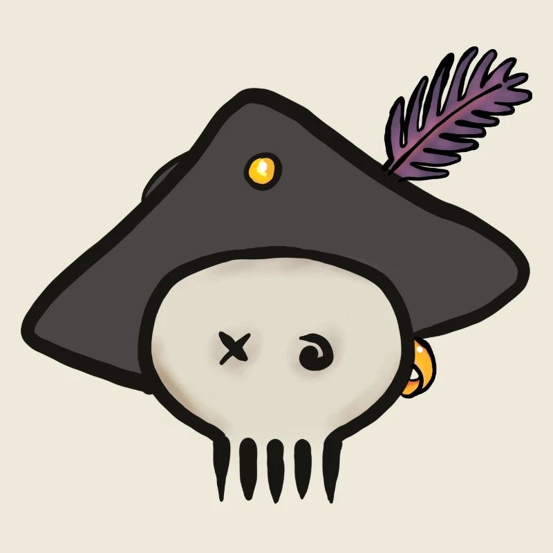 Pirate skull with feathered hat