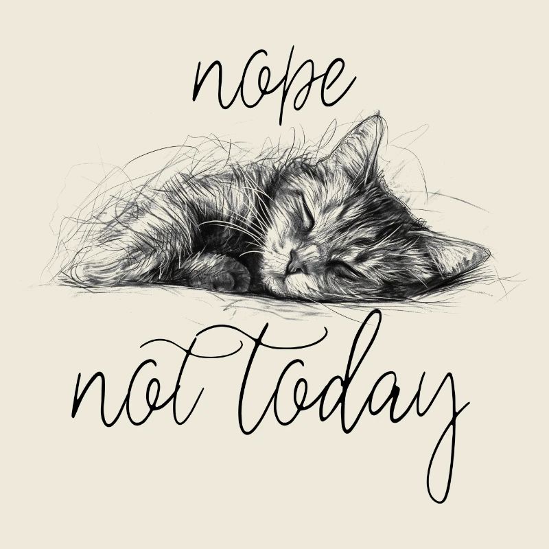 Sleeping kitten sketch style not today