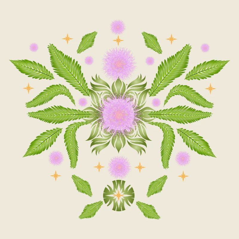 Mimosenblüten mit filigranen Blättern Ornament