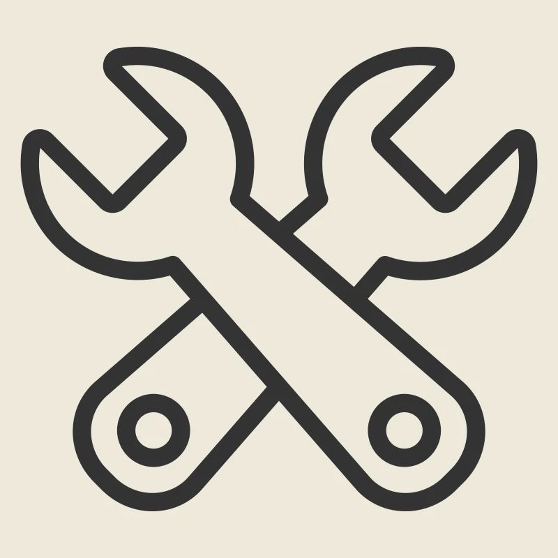 Minimalist Crossed Tools Line Art Icon