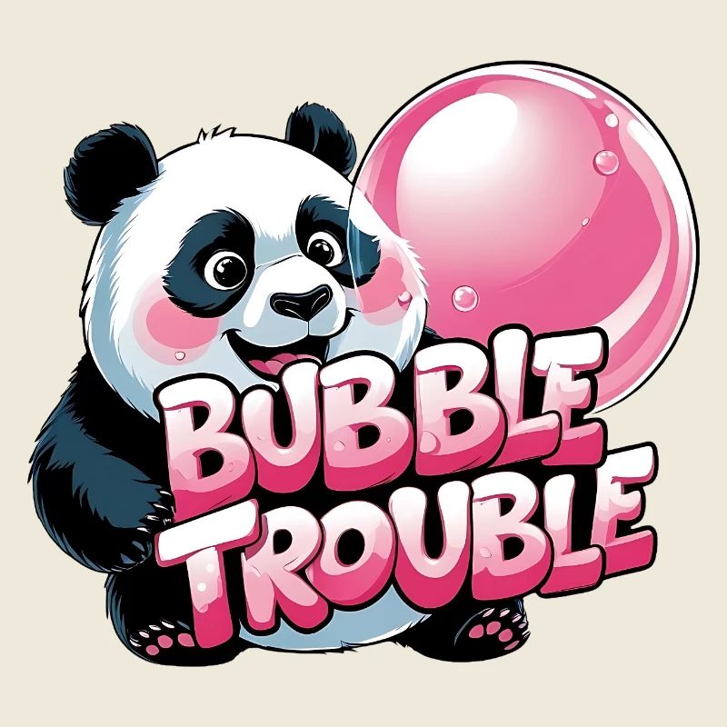 Cute panda with bubble cake