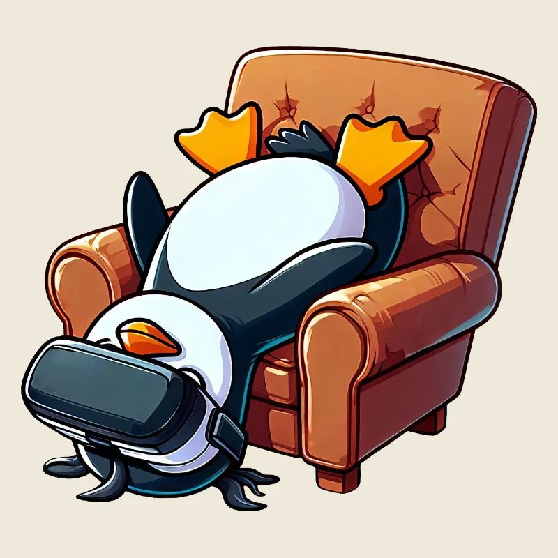 Lustiger Pinguin VR Gaming Zocker Nerd Sessel