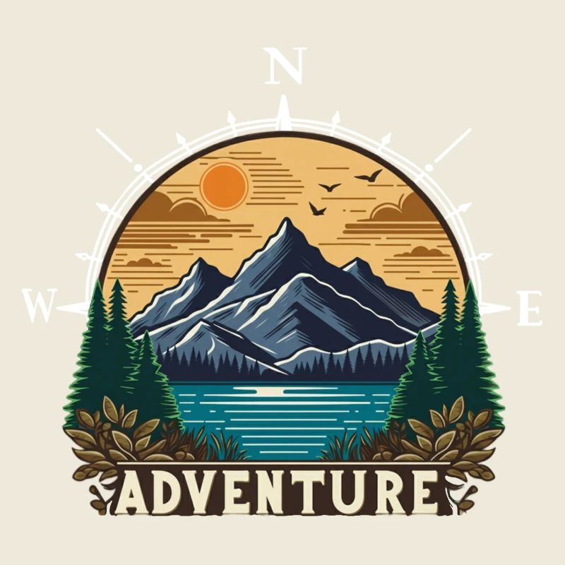 Boussole d’aventure sur le lac de montagne