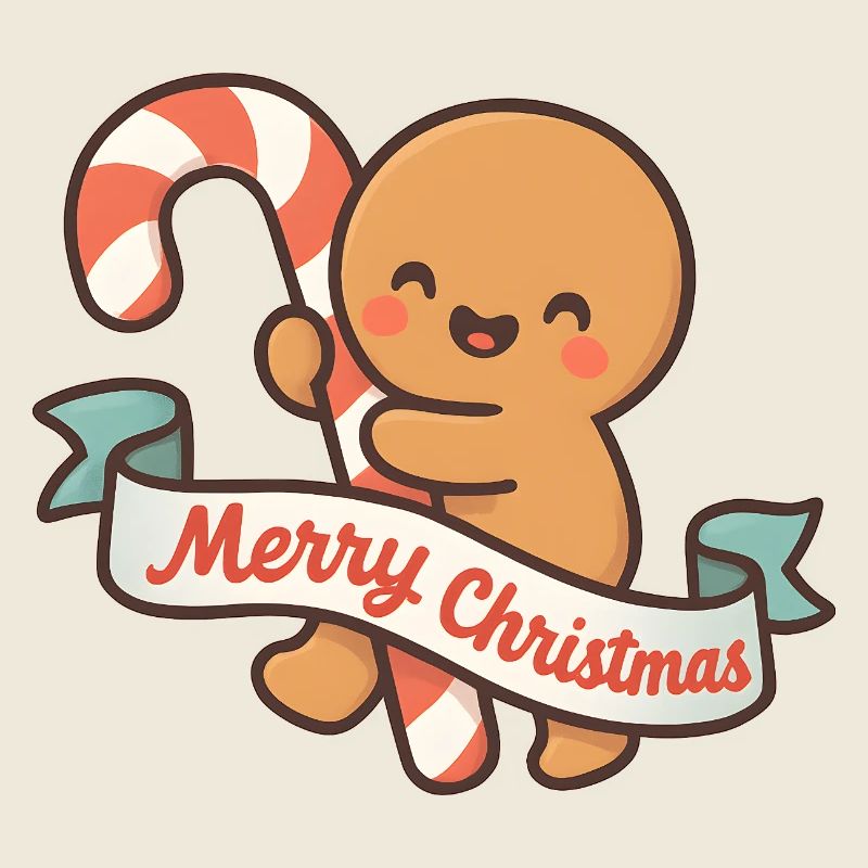 Gingy Noël avec canne et ruban