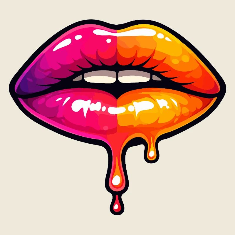 Dripping Neon Lips