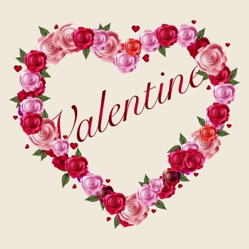 Heart-shaped rose greeting for Valentine's Day