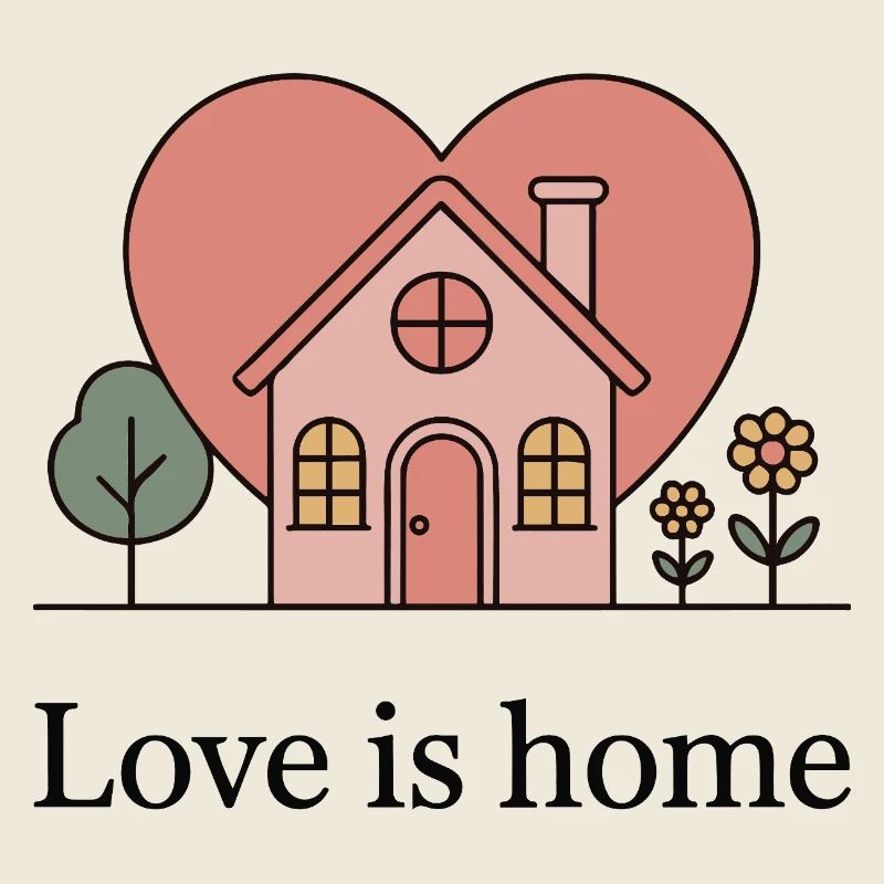Illustration de maison en cœur pastel