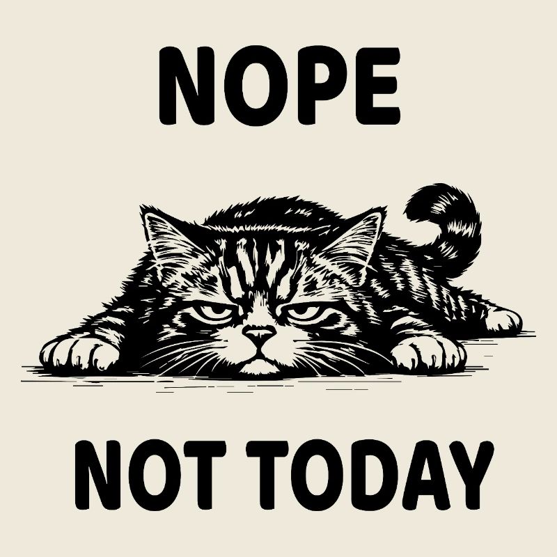 Chat Grognon Nope Not Today Humour Chat Drôle