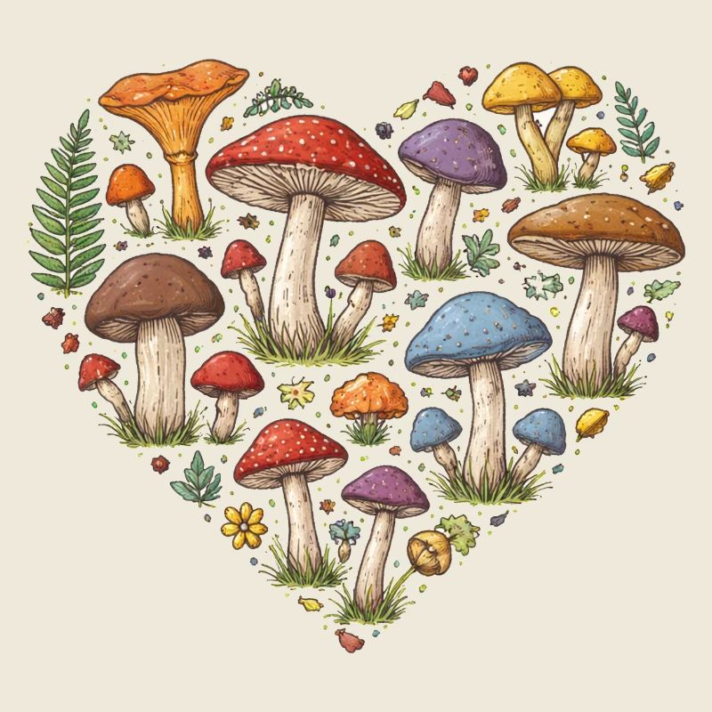 Mosaïque de la forêt du cœur de champignon