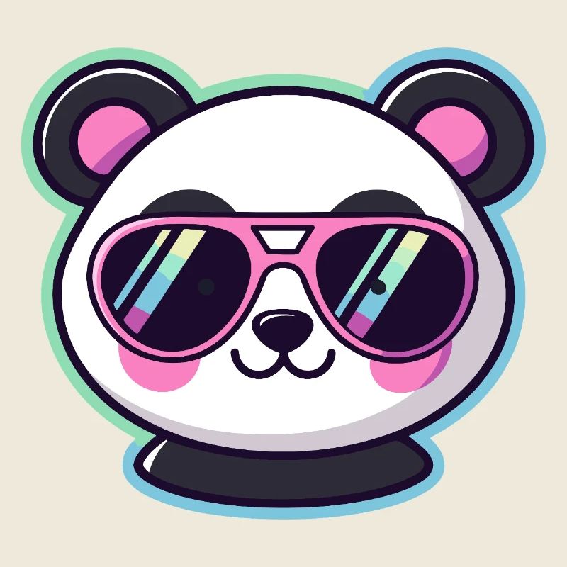 Panda pop rétro lunettes rose