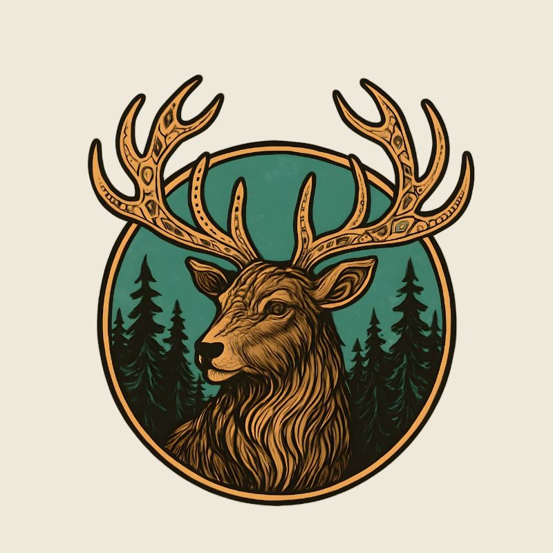 Emblème du cerf dans la forêt