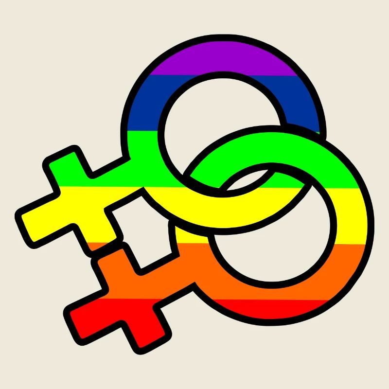 Gender-Lesben-Logo mit Regenbogen