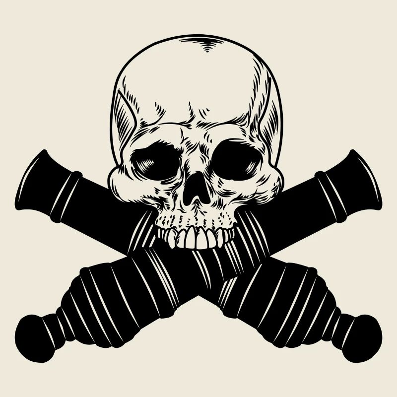 Skull with two cannons