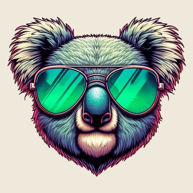 Koala avec des lunettes de soleil vertes