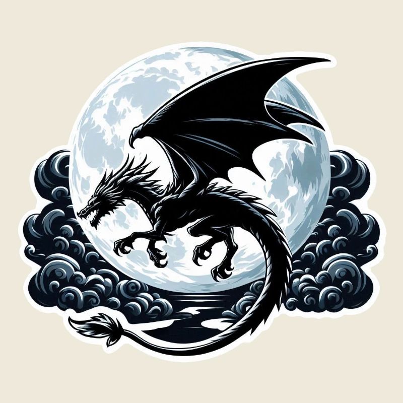 Mystical Dragon Silhouette