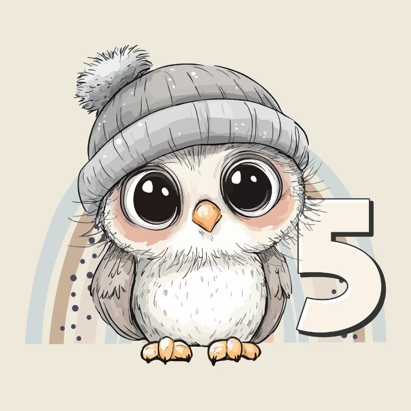 5. Geburtstag Eule Regenbogen Süß Niedlich