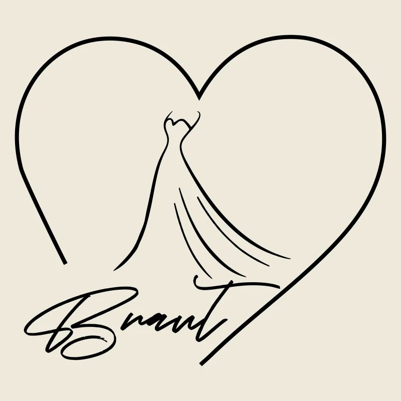 Team Braut! Herz & Brautkleid, personalisierbar