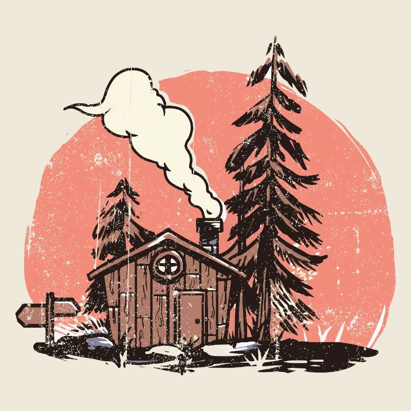 Cozy Forest Cabin Illustration