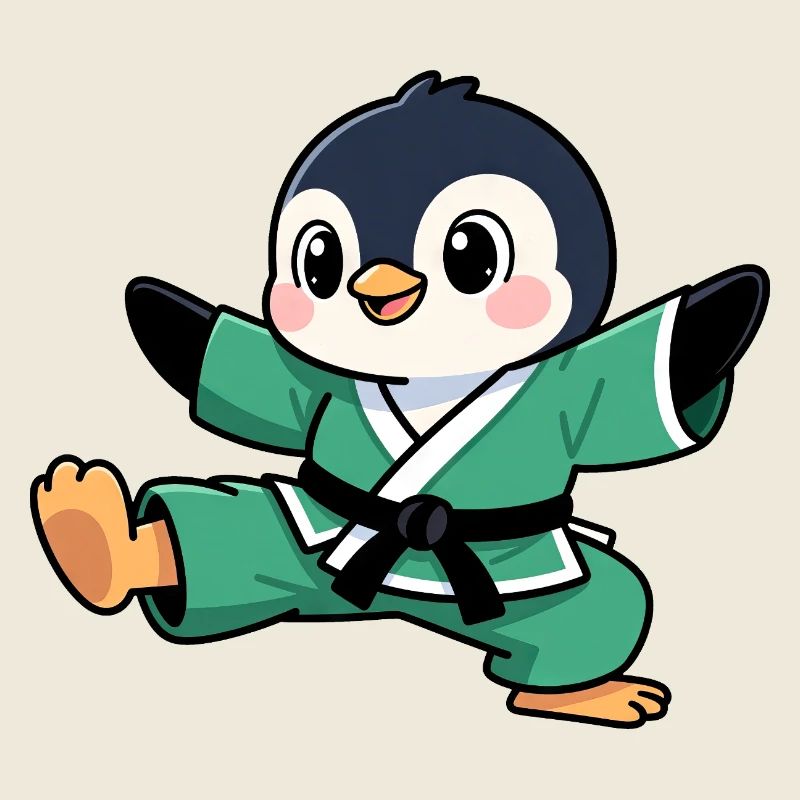 Süßer Pinguin Karate Comic Kinder Kampfkunst