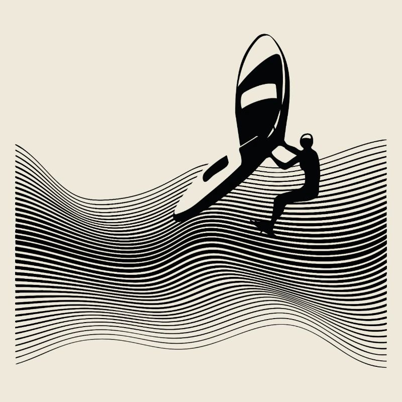 Wingfoiler sur vagues graphiques