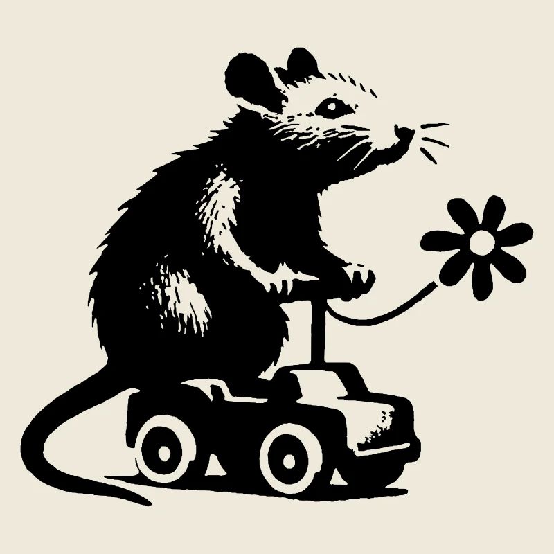 Rat playing with toy car