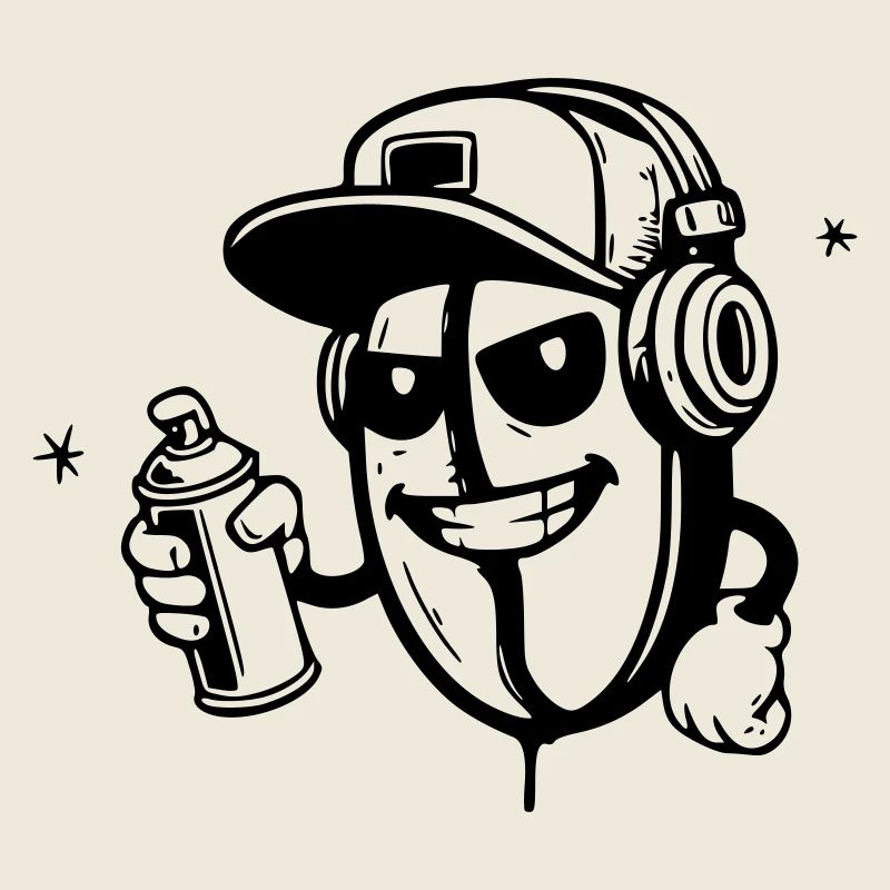 graffiti kaffeebohne character hip-hop