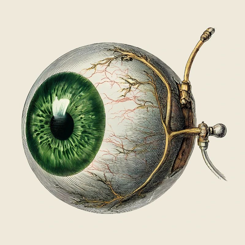 Œil anatomique à iris vert – Style vintage