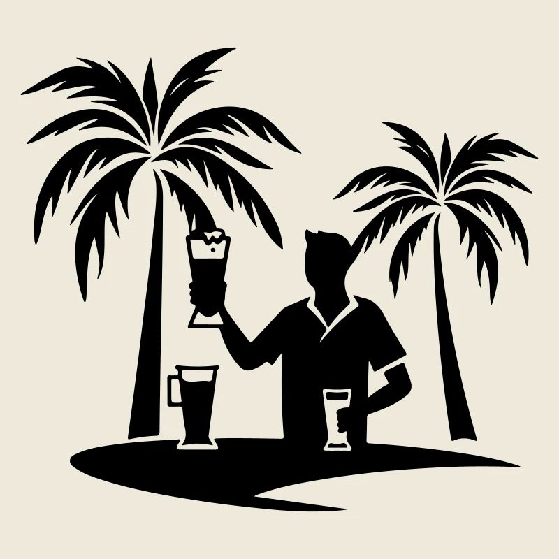 Silhouette de plage de palmiers de vacances