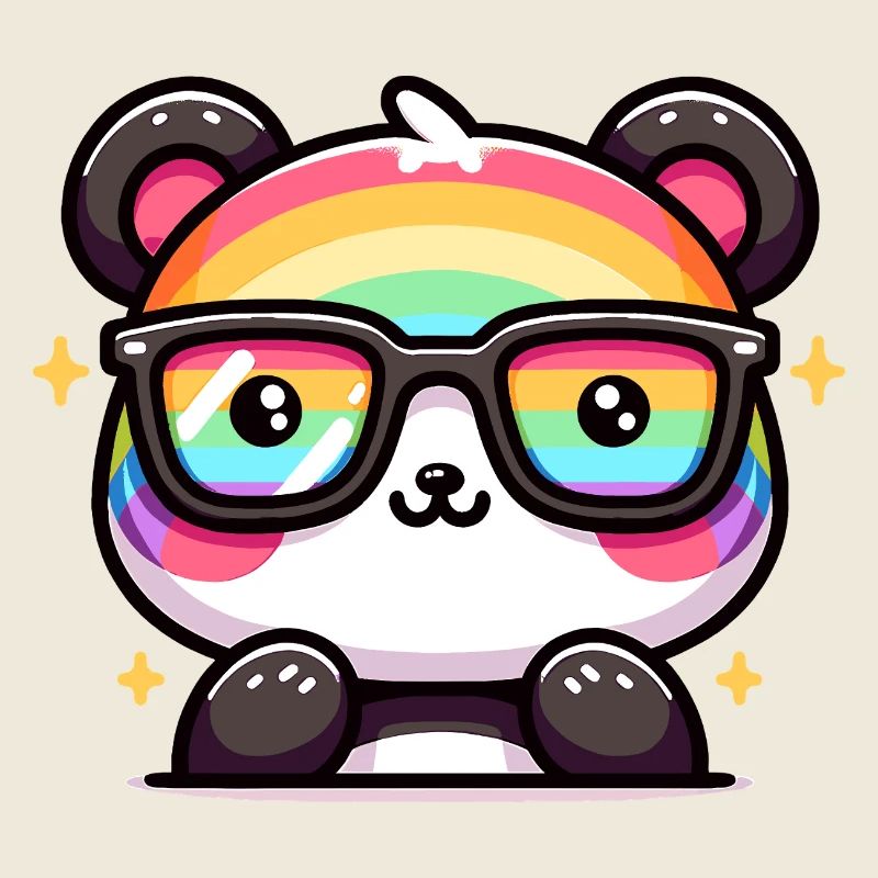 Panda arc-en-ciel avec des lunettes de soleil