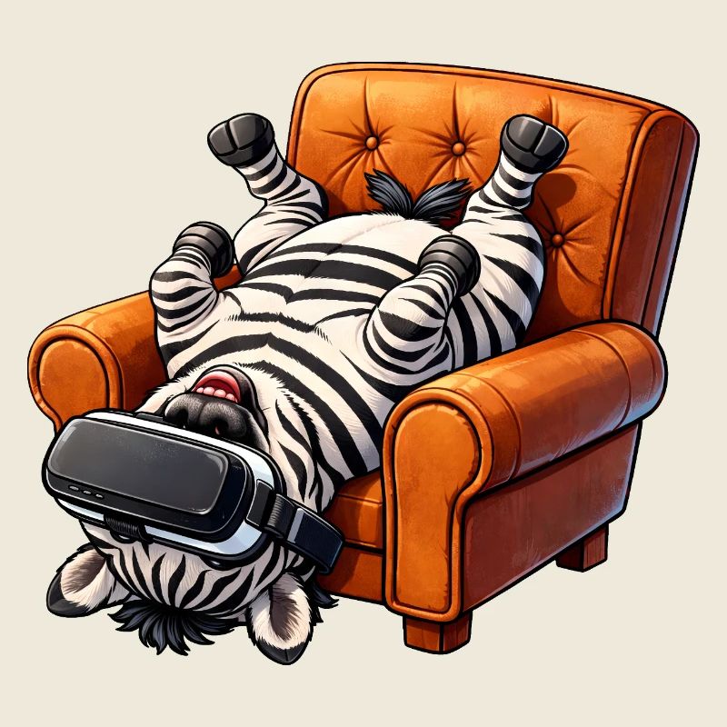 Zebra Gamer mit VR Brille