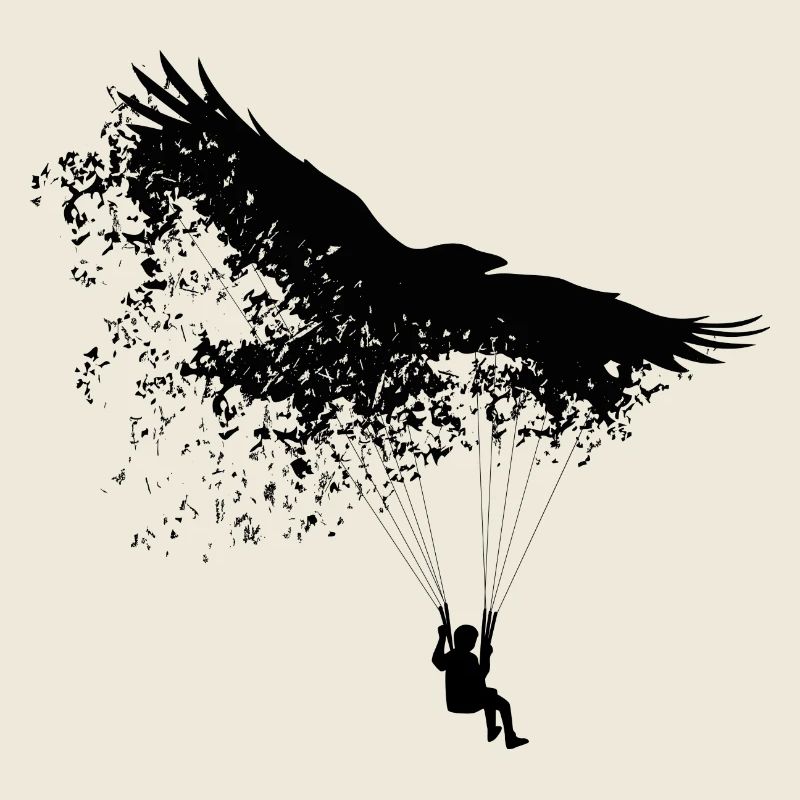 Parapente avec corbeau (noir)