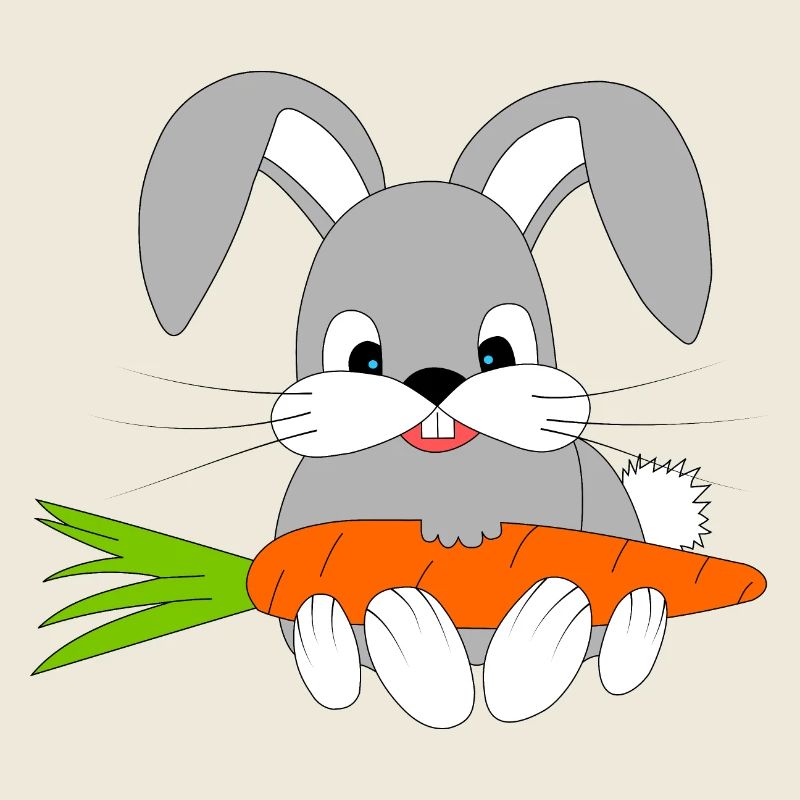 Fröhlicher Hase mit der Möhre