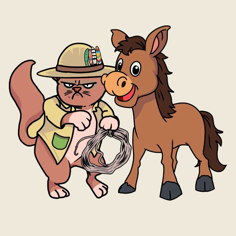 Wilder Westen Katze Esel Pferd Reiter Farmer Kind