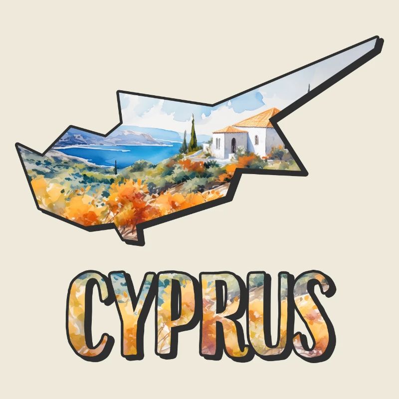 Carte à l’aquarelle Chypre