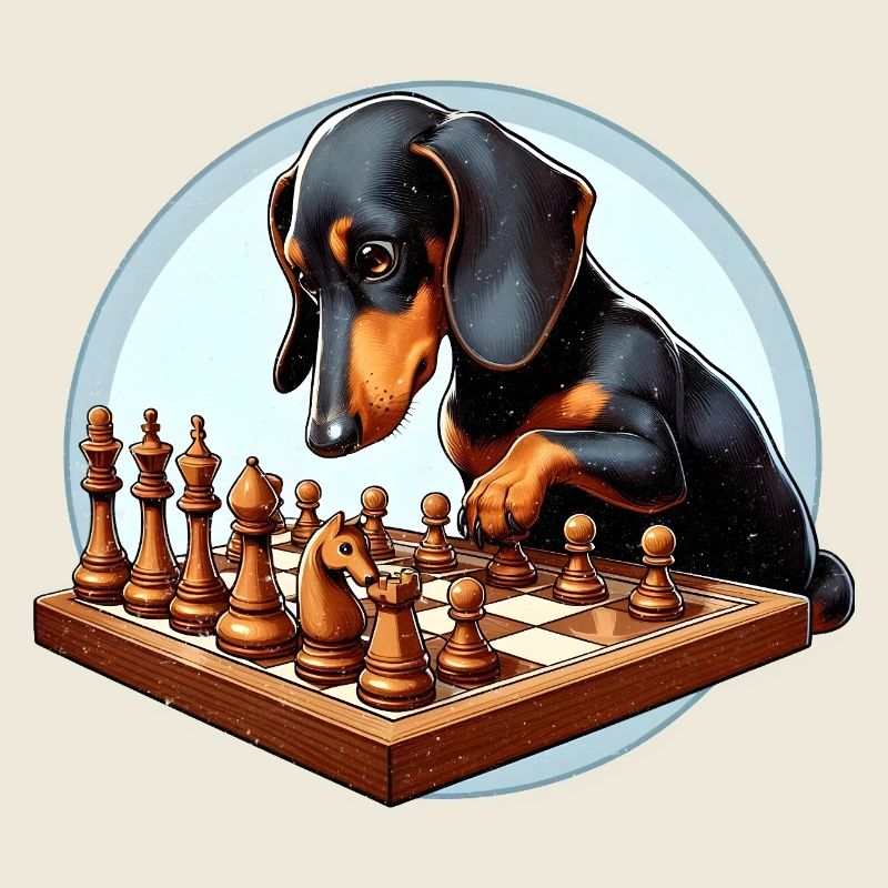 Dackel spielt Schach