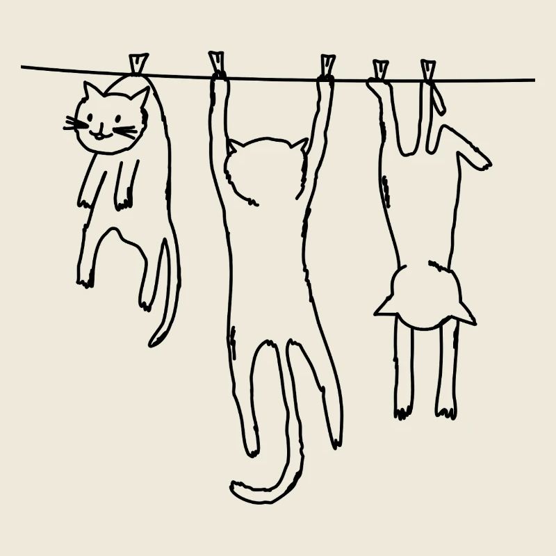 Wet cats on the clothesline