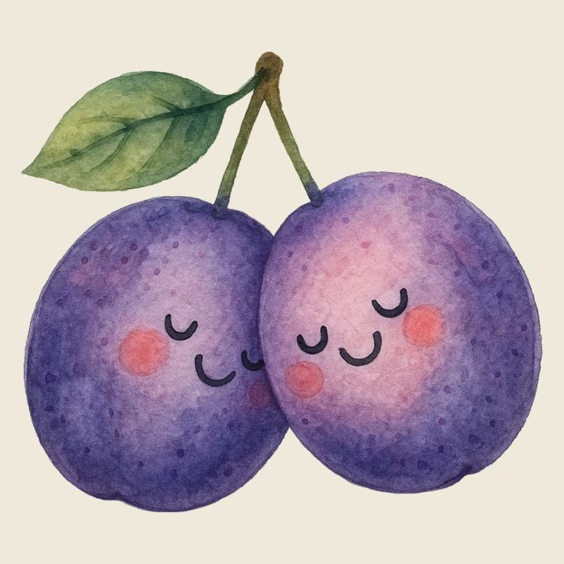 Deux prunes amoureuses de la Saint-Valentin avec amour