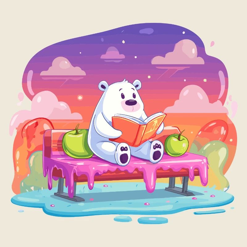 Lesender Eisbär im Farbtraum