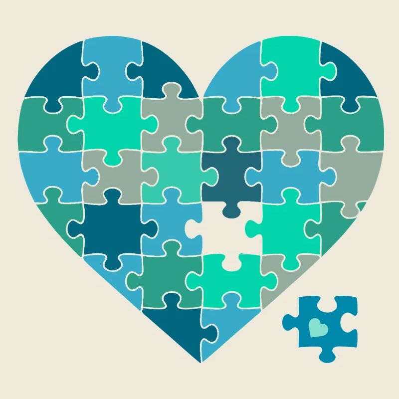 Puzzleherz Blaugrün