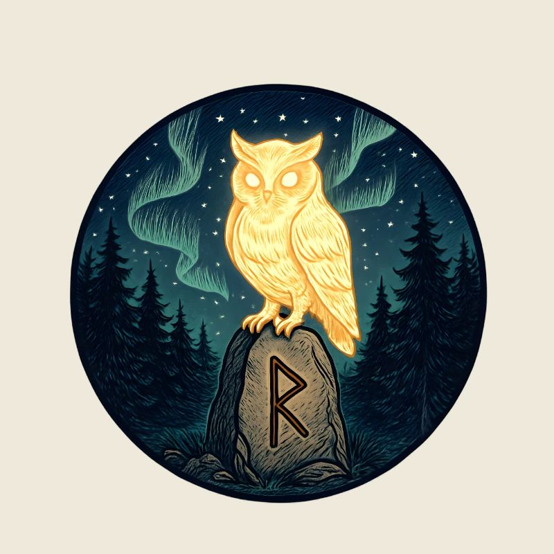 Chouette dorée sur la roche lunaire dans la forêt